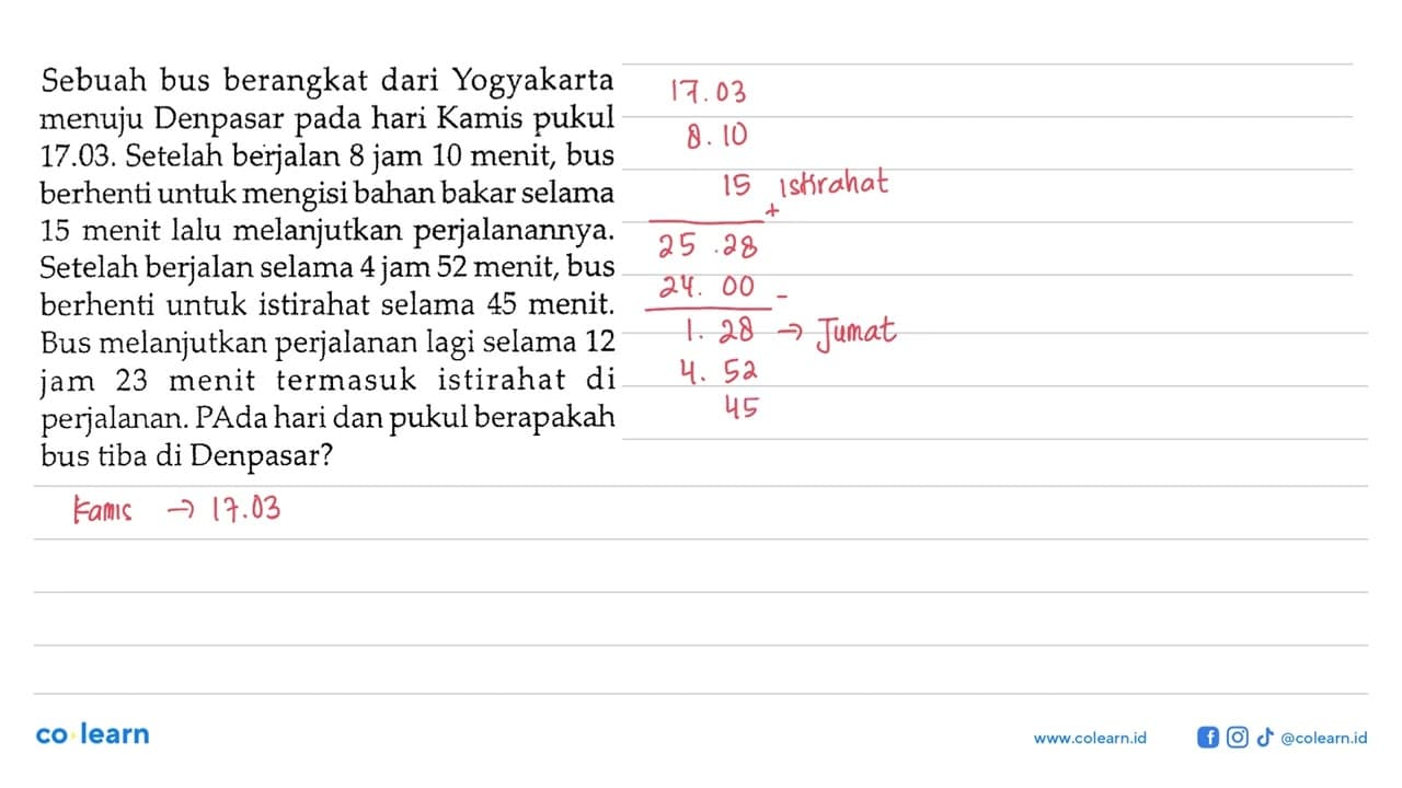 Sebuah bus berangkat dari Yogyakarta menuju Denpasar pada