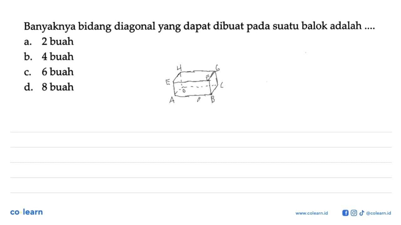 Banyaknya bidang diagonal yang dapat dibuat pada suatu