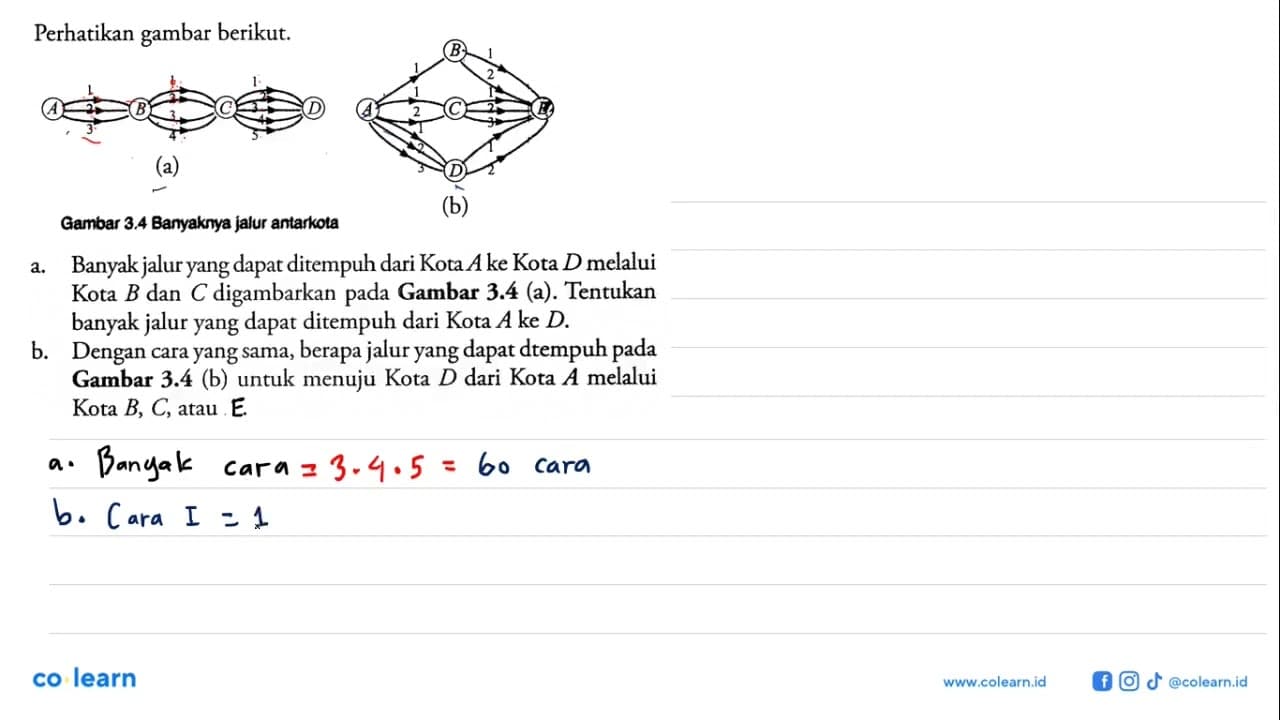 Perhatikan gambar berikut. (a) A B C D (b) A B C D E Gambar