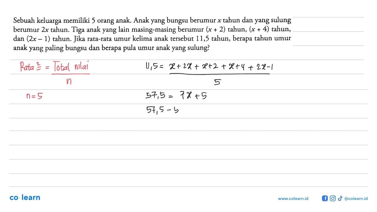 Sebuah keluarga memiliki 5 orang anak. Anak yang bungsu