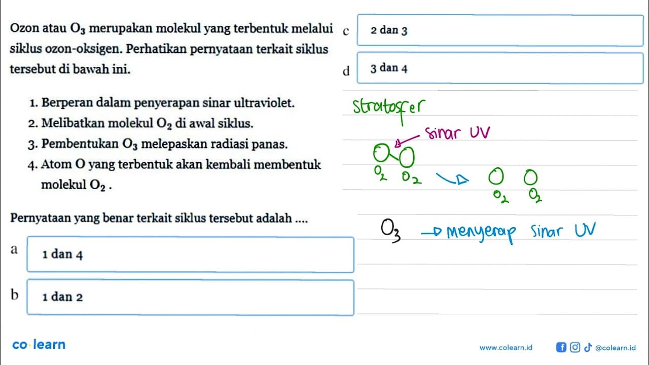 Ozon atau O3 merupakan molekul yang terbentuk melalui