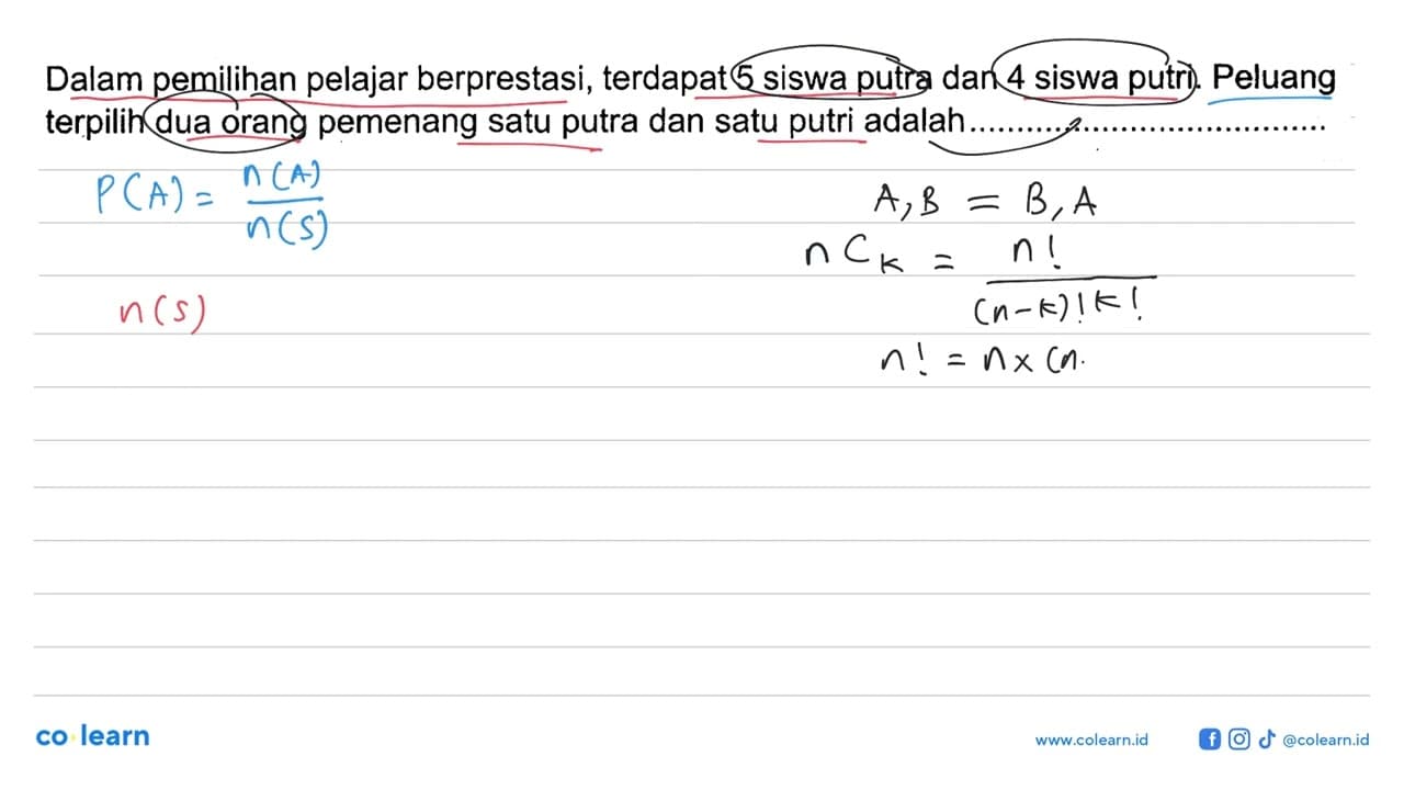 Dalam pemilihan pelajar berprestasi, terdapat 5 siswa putra