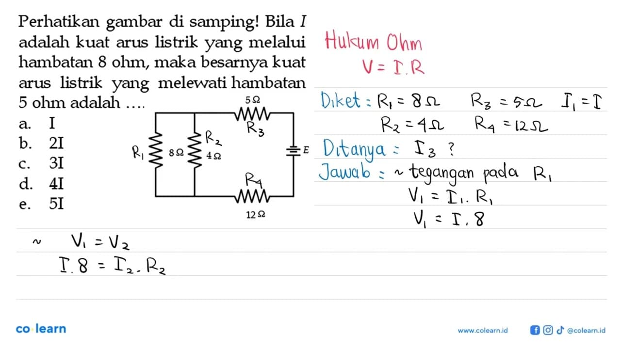 Perhatikan gambar di samping! Bila I adalah kuat arus