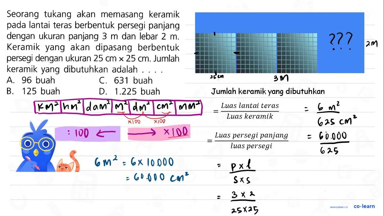 Seorang tukang akan memasang keramik pada lantai teras