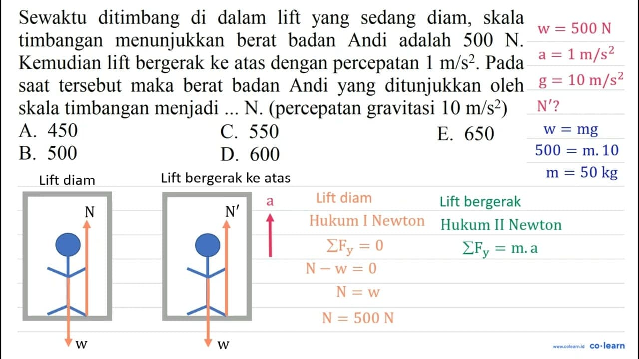 Sewaktu ditimbang di dalam lift yang sedang diam, skala