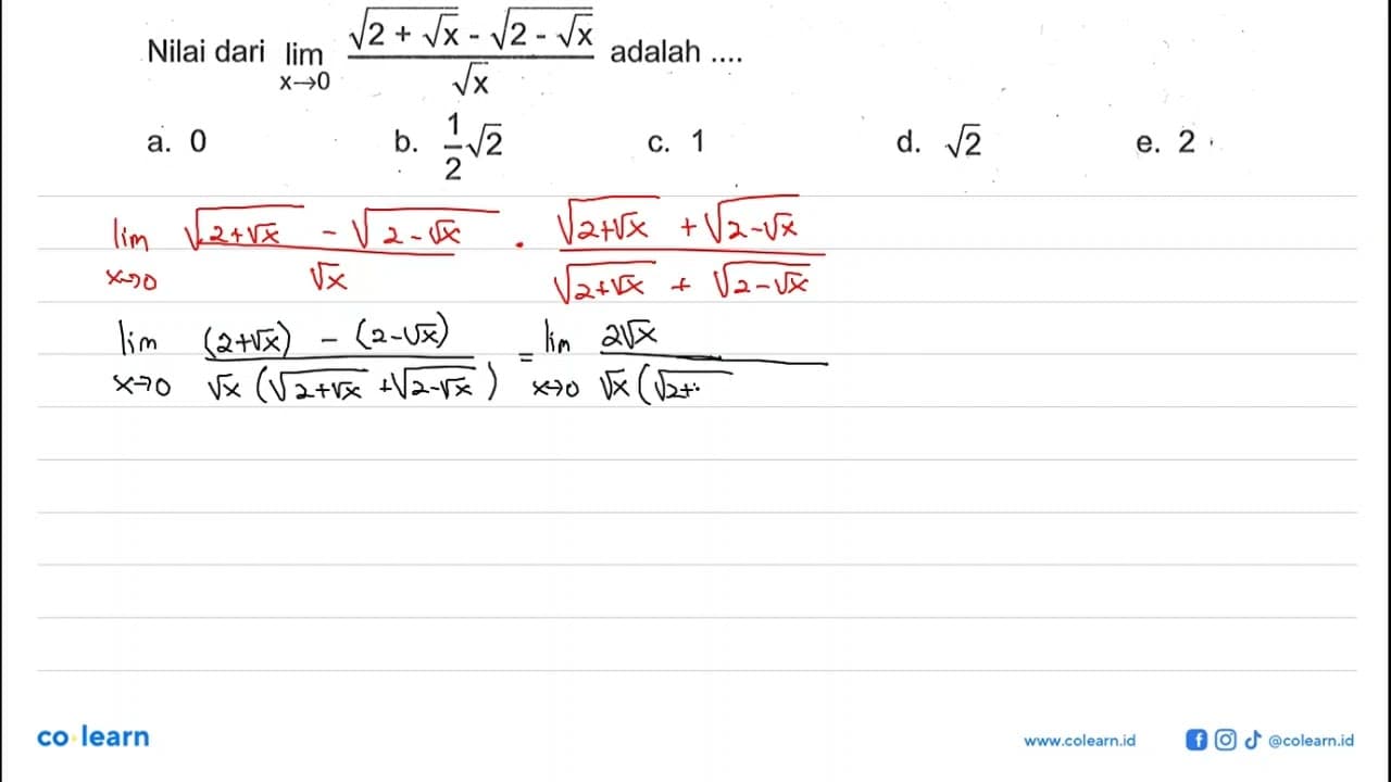 Nilai dari lim x->0