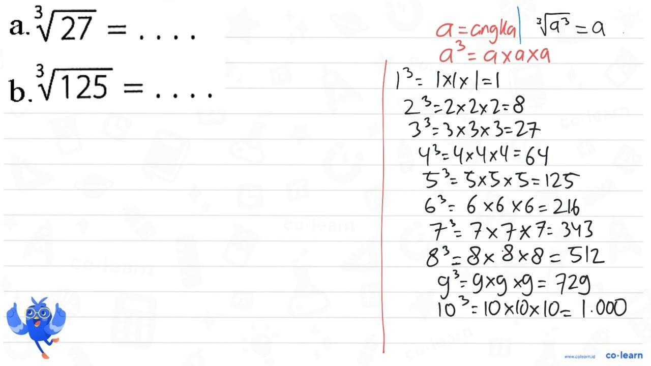 a. 27^(1/3)=...b. 125^(125)=...