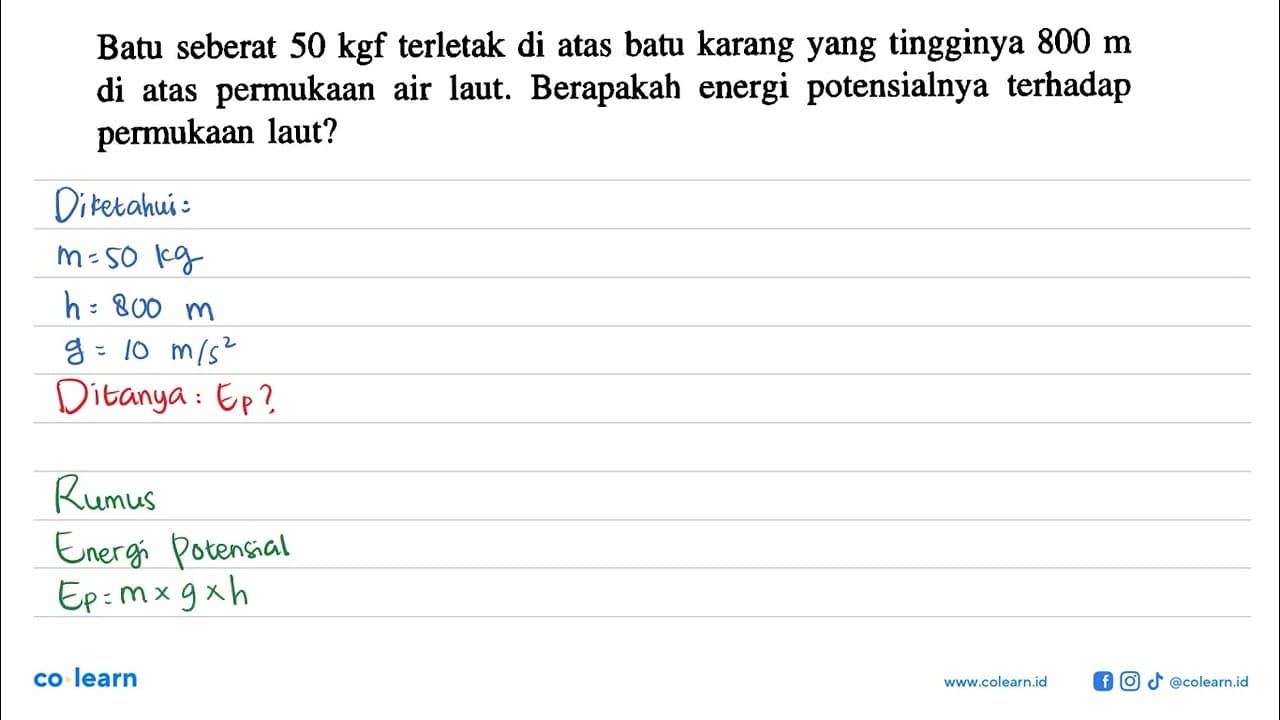 Batu seberat 50 kgf terletak di atas batu karang yang