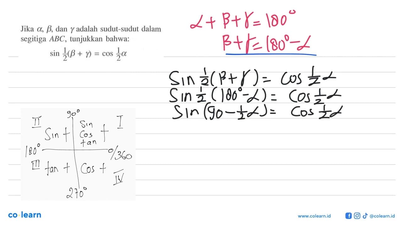 Jika alpha, beta, dan gamma adalah sudut-sudut dalam