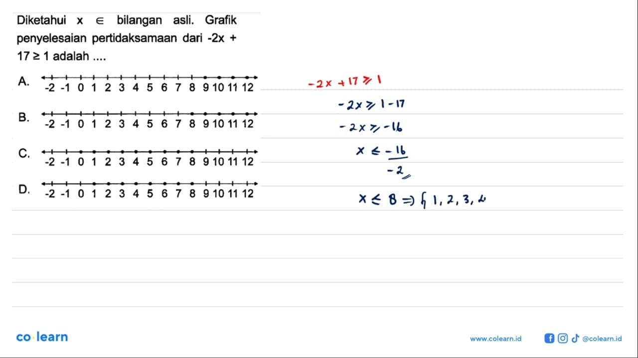 Diketahui x e bilangan asli. Grafik penyelesaian