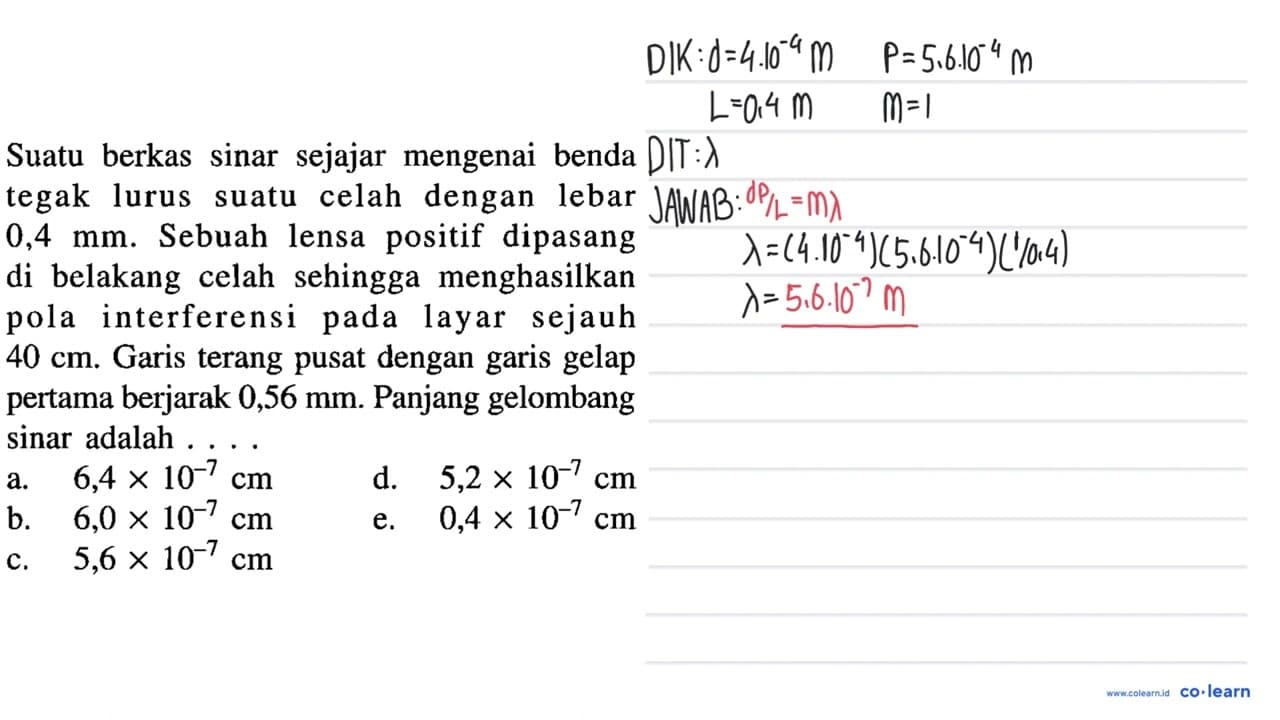 Suatu berkas sinar sejajar mengenai benda tegak lurus suatu