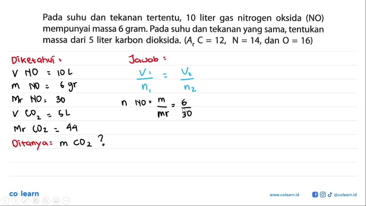 Pada suhu dan tekanan tertentu, 10 liter gas nitrogen