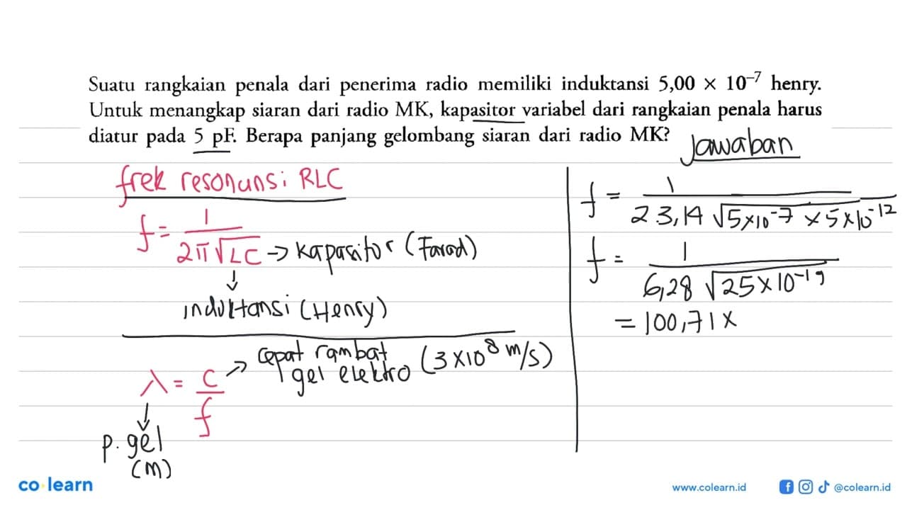 Suatu rangkaian penala dari penerima radio memiliki