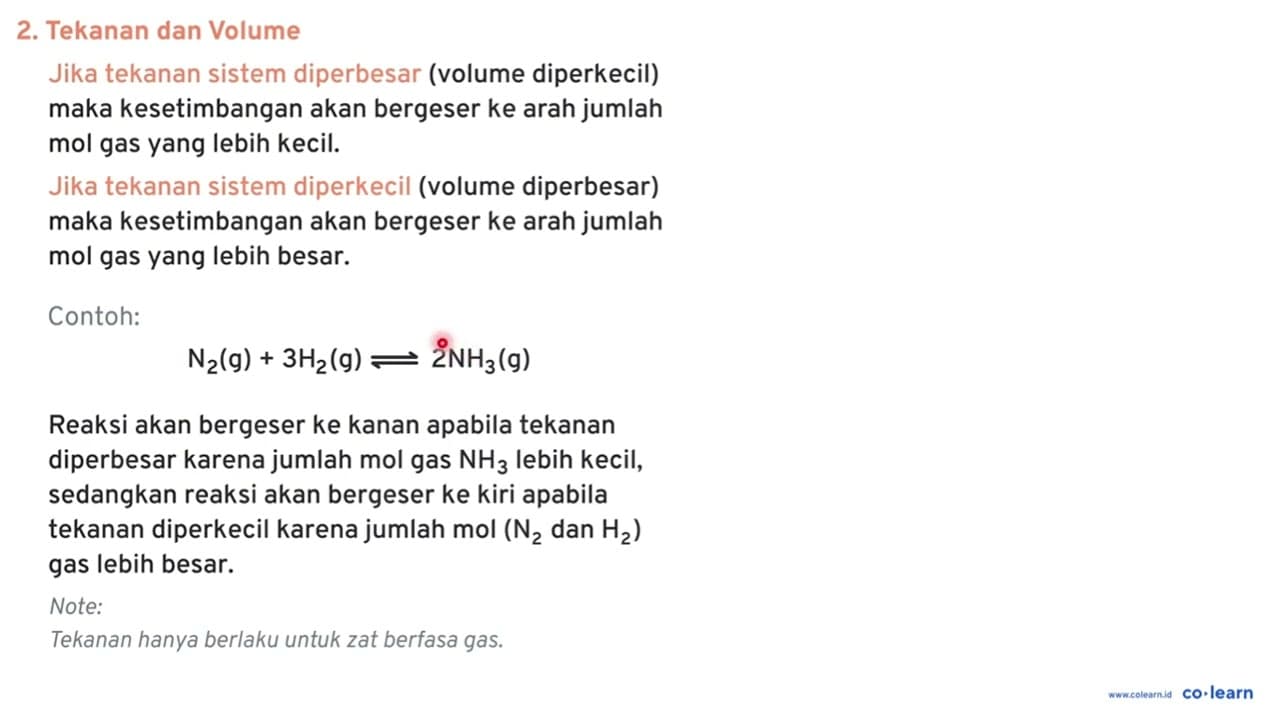 Di antara reaksi setimbang berikut ini, yang jika tekanan