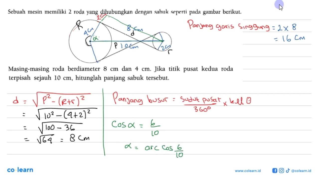 Sebuah mesin memiliki 2 roda yang dihubungkan dengan sabuk