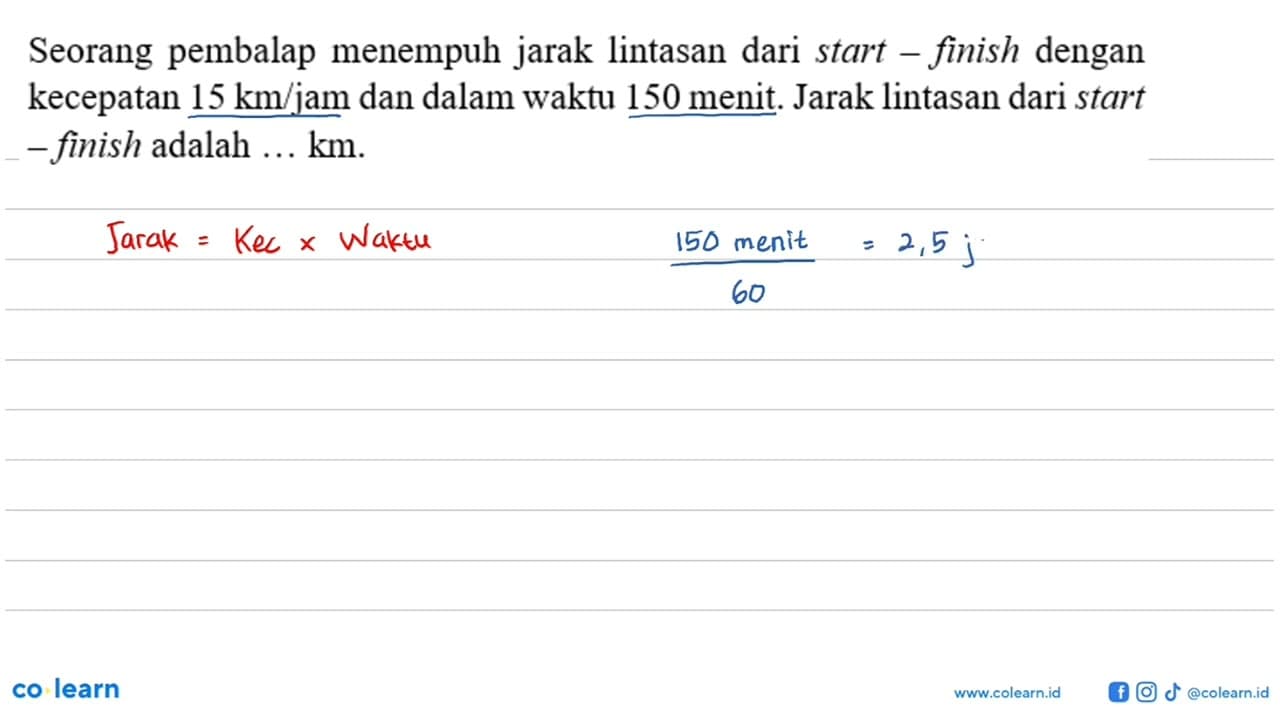 Seorang pembalap menempuh jarak lintasan dari start -