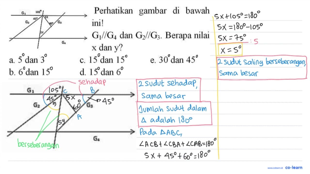 a. 5 dan 3 c. 15 dan 15 e. 30 dan 45 b. 6 dan 15 d. 15 dan