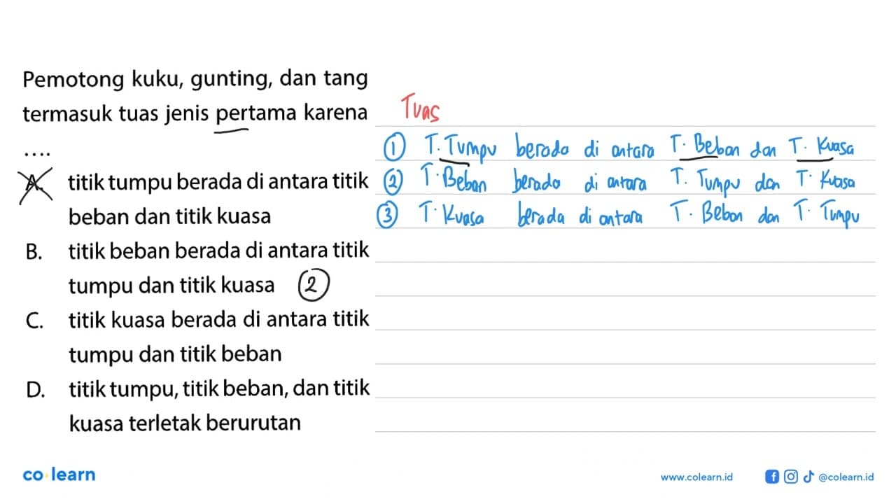 Pemotong kuku, gunting, dan tang termasuk tuas jenis