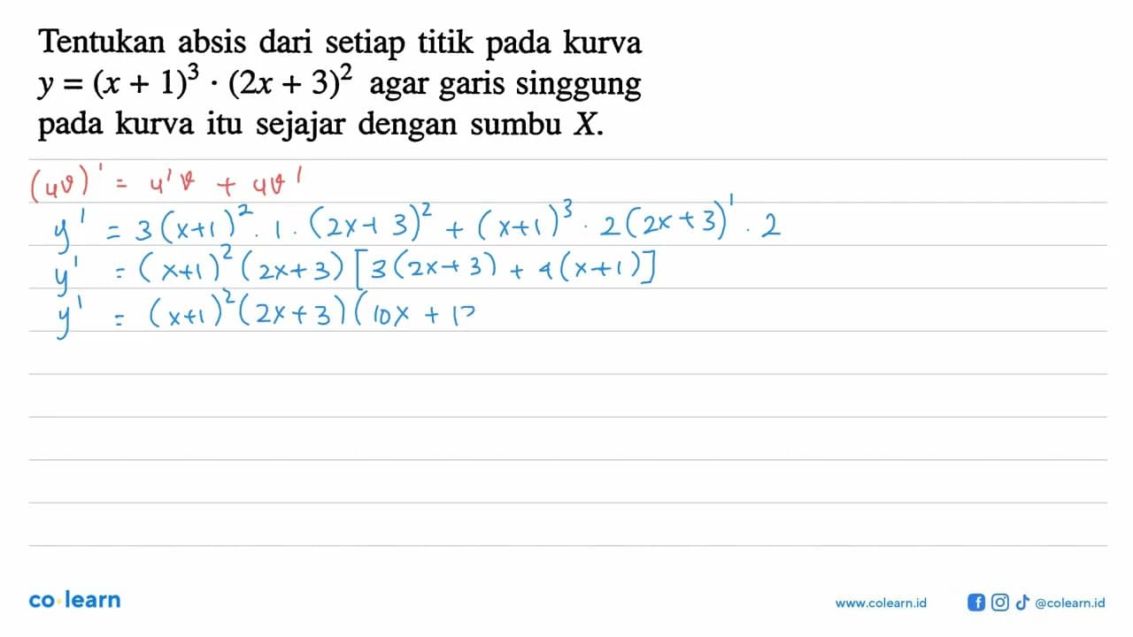Tentukan absis dari setiap titik pada kurva