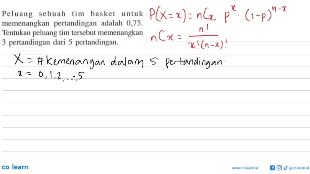 Peluang sebuah tim basket untuk memenangkan pertandingan
