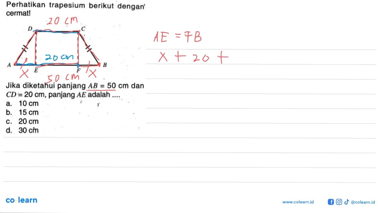 Perhatikan trapesium berikut dengan cermat! D C A E F B.