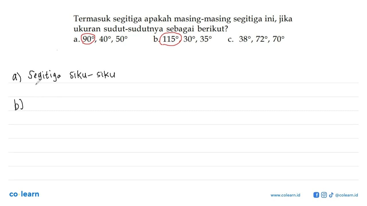 Termasuk segitiga apakah masing-masing segitiga ini, jika