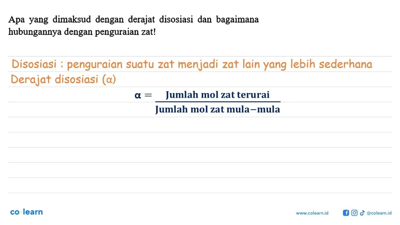 Apa yang dimaksud dengan derajat disosiasi dan bagaimana