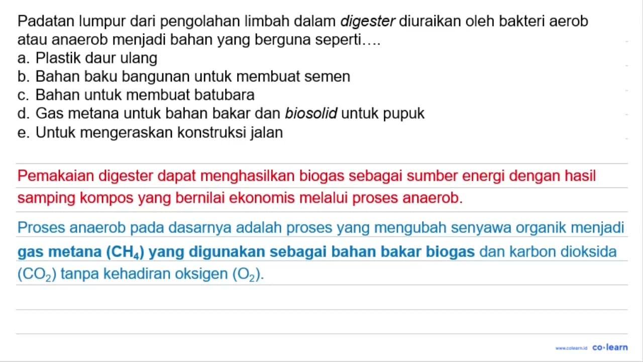 Padatan lumpur dari pengolahan limbah dalam digester