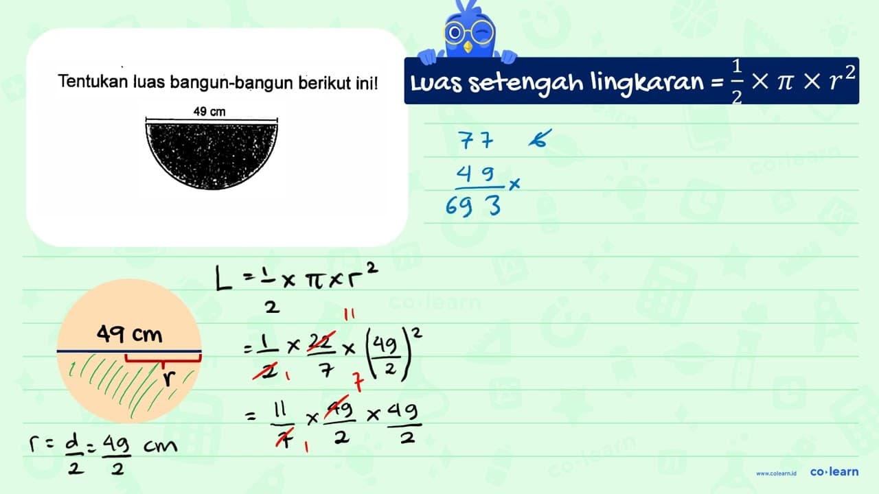 Tentukan luas bangun-bangun berikut ini! 49 cm