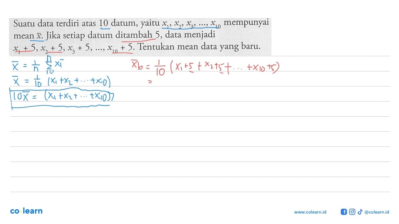 Suatu data terdiri atas 10 datum, yaitu x1, x2 x3, ..., x10