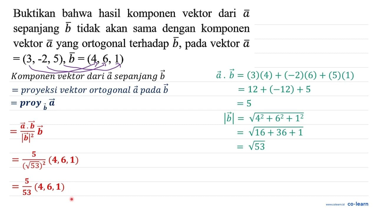 Buktikan bahwa hasil komponen vektor dari {a) sepanjang {b)