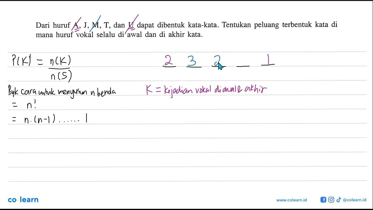 Dari huruf A, J, M, T, dan U dapat dibentuk kata-kata.