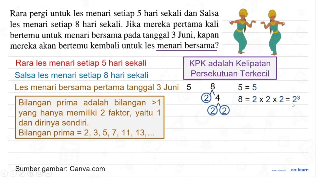 Rara pergi untuk les menari setiap 5 hari sekali dan Salsa