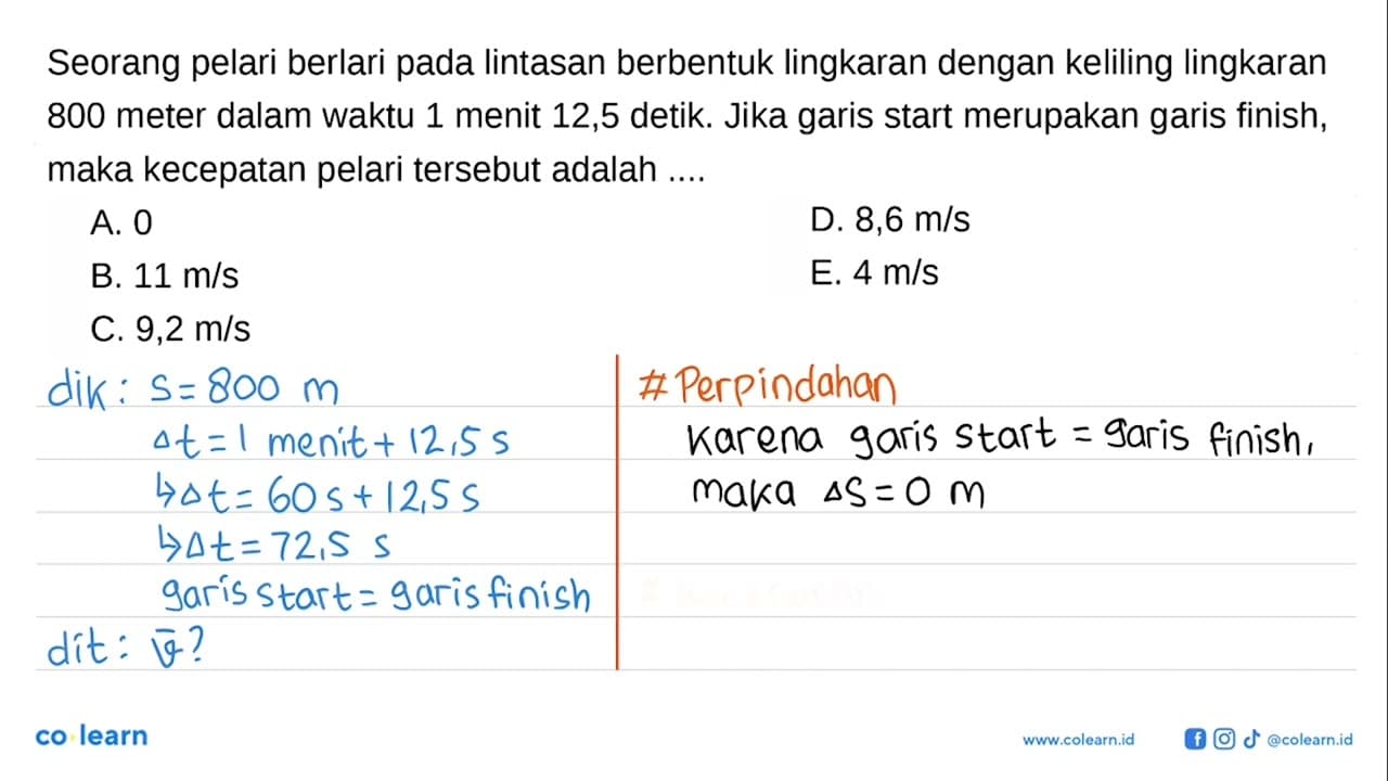 Seorang pelari berlari pada lintasan berbentuk lingkaran