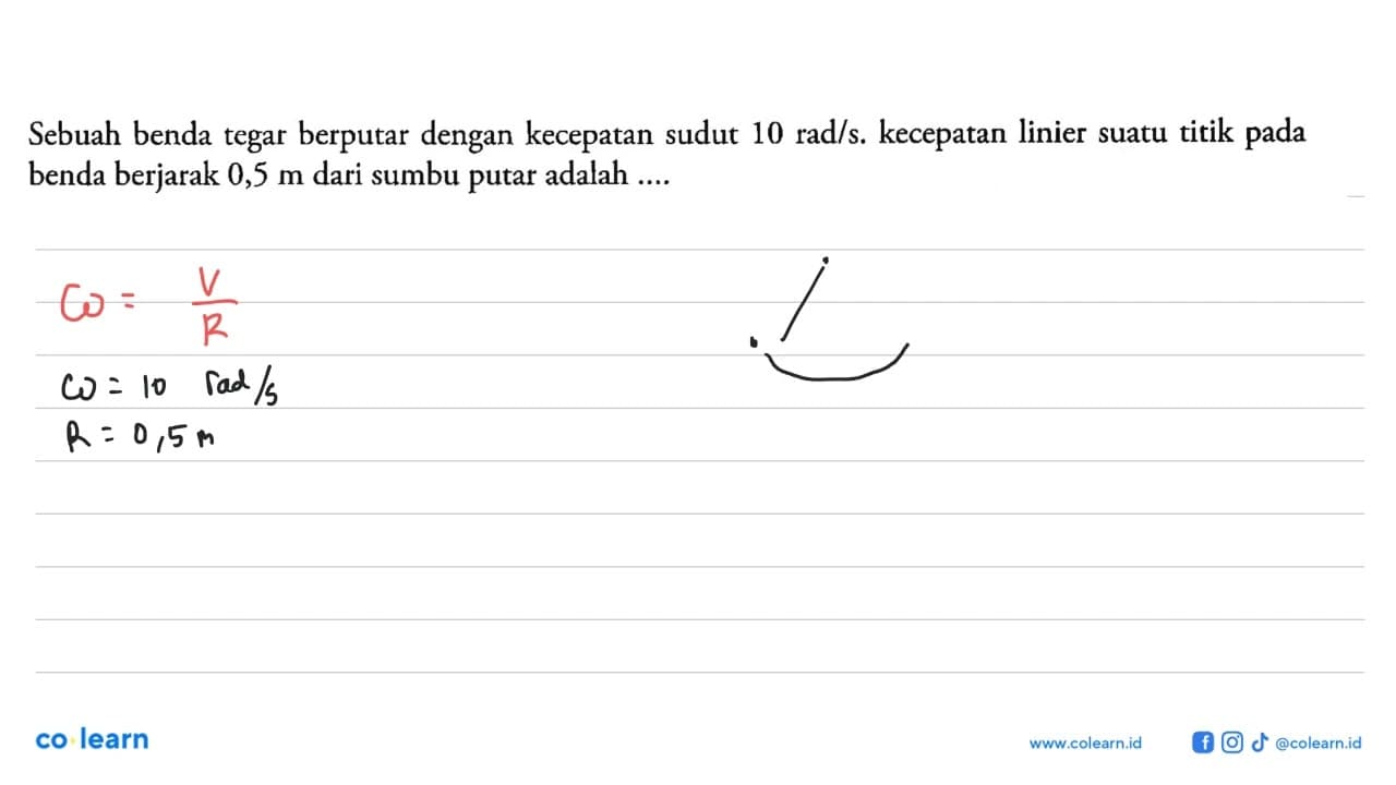 Sebuah benda tegar berputar dengan kecepatan sudut 10