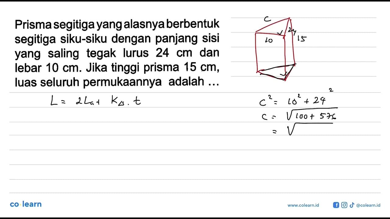 Prisma segitiga yang alasnya berbentuk segitiga siku-siku