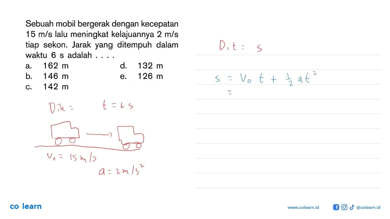 Sebuah mobil bergerak dengan kecepatan 15 m/s lalu