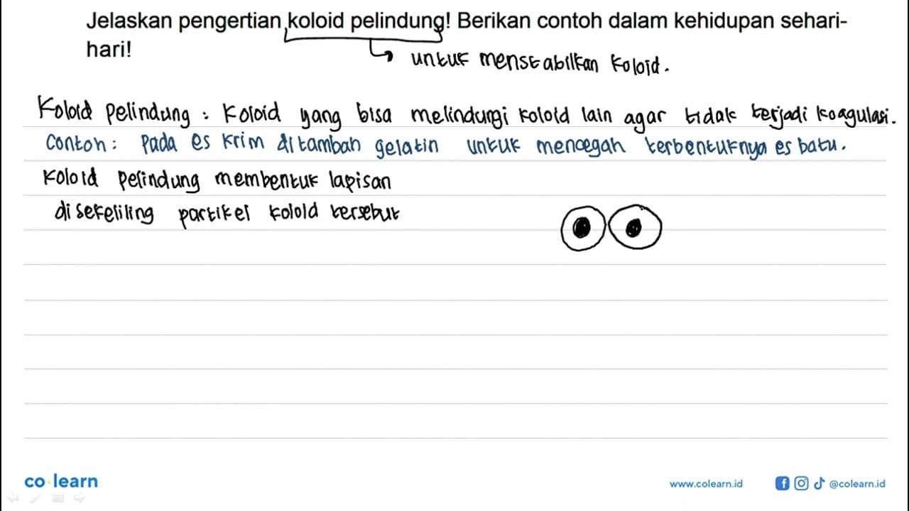 Jelaskan pengertian koloid pelindung! Berikan contoh dalam