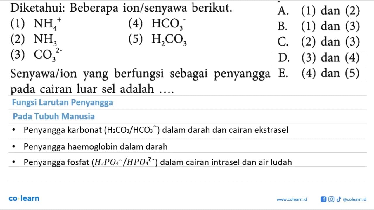 Diketahui: Beberapa ion/senyawa berikut. (1) NH4^+ (4)