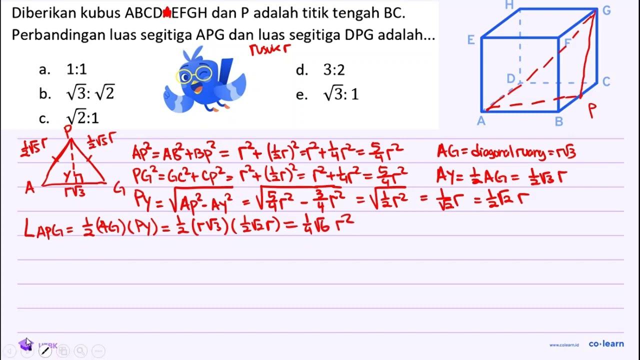 Diberikan kubus A B C D>E F G H dan P adalah titik tengah B