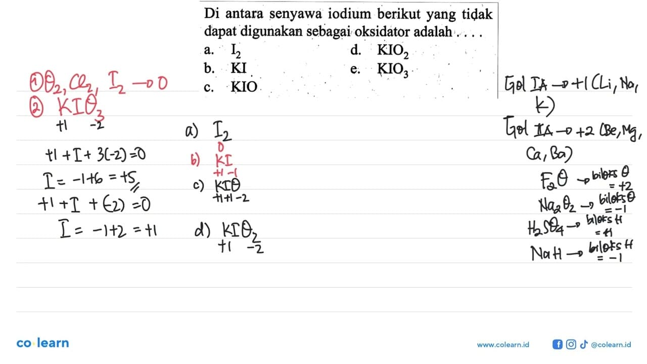 Di antara senyawa iodium berikut yang tidak dapat digunakan