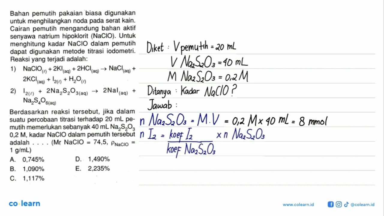 Bahan pemutih pakaian biasa digunakan untuk menghilangkan