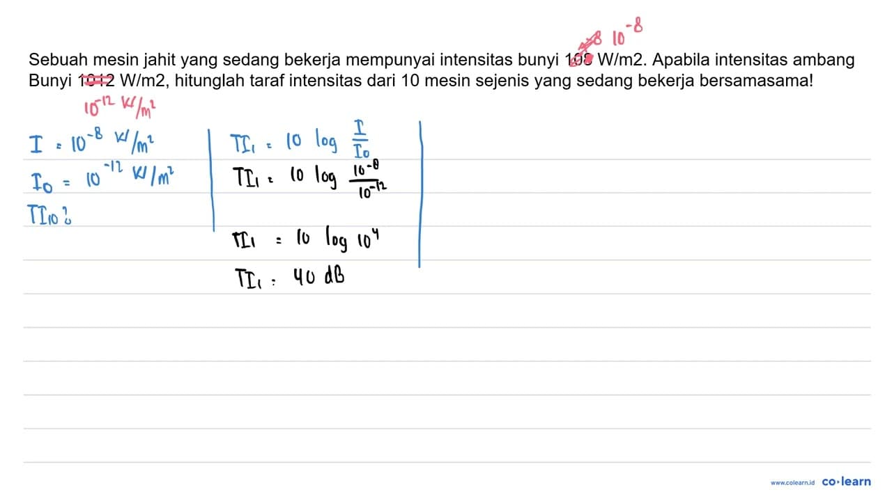 Sebuah mesin jahit yang sedang bekerja mempunyai intensitas