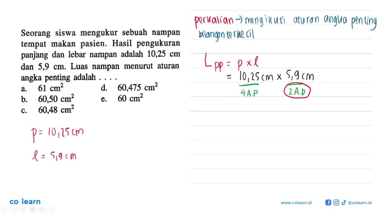 Seorang siswa mengukur sebuah nampan tempat makan pasien.