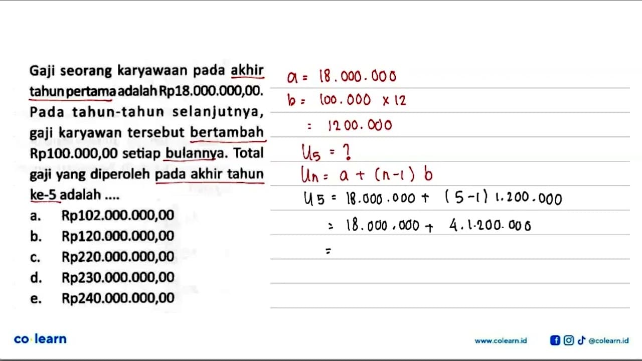 Gaji seorang karyawaan pada akhir tahun pertama adalah