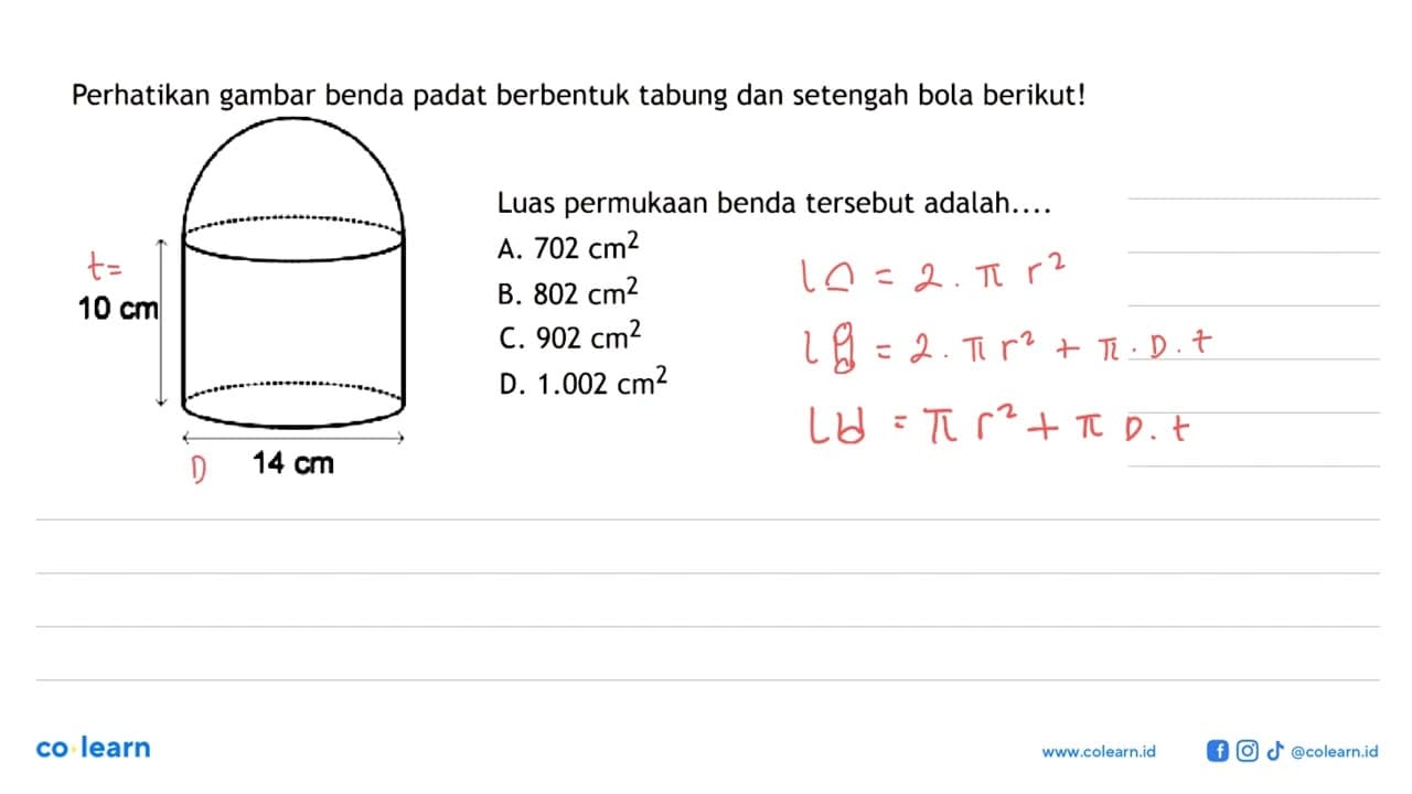 Perikan gambar benda padat berbentuk tabung dan setengah