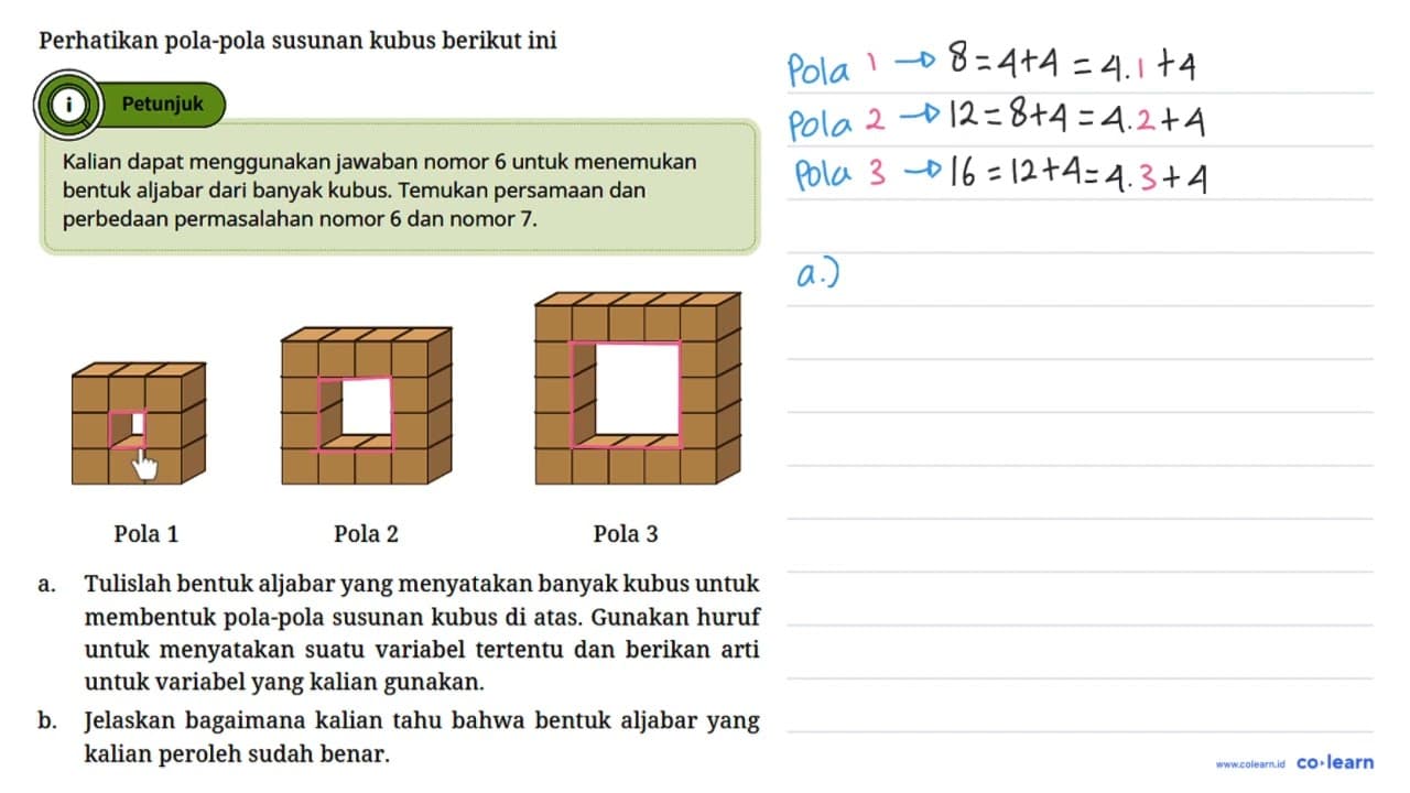 Perhatikan pola-pola susunan kubus berikut ini Petunjuk