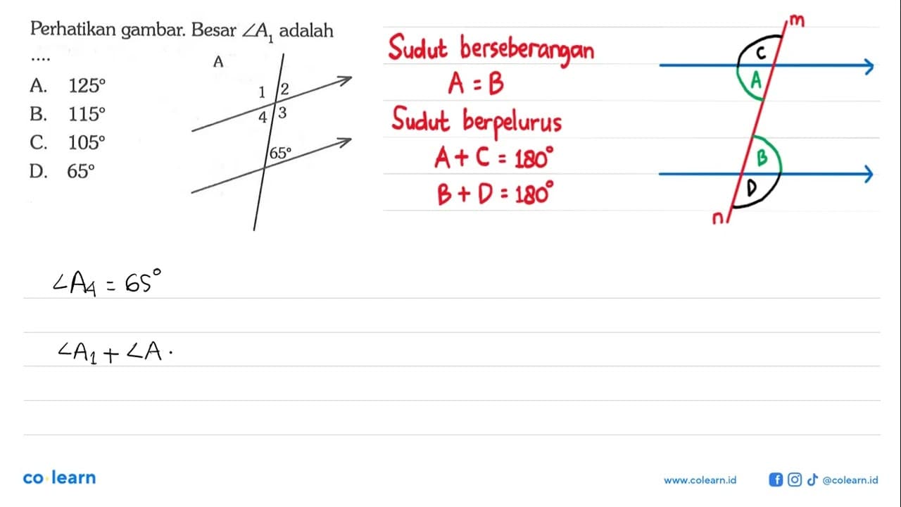 Perhatikan gambar. Besar sudut A1 adalah...