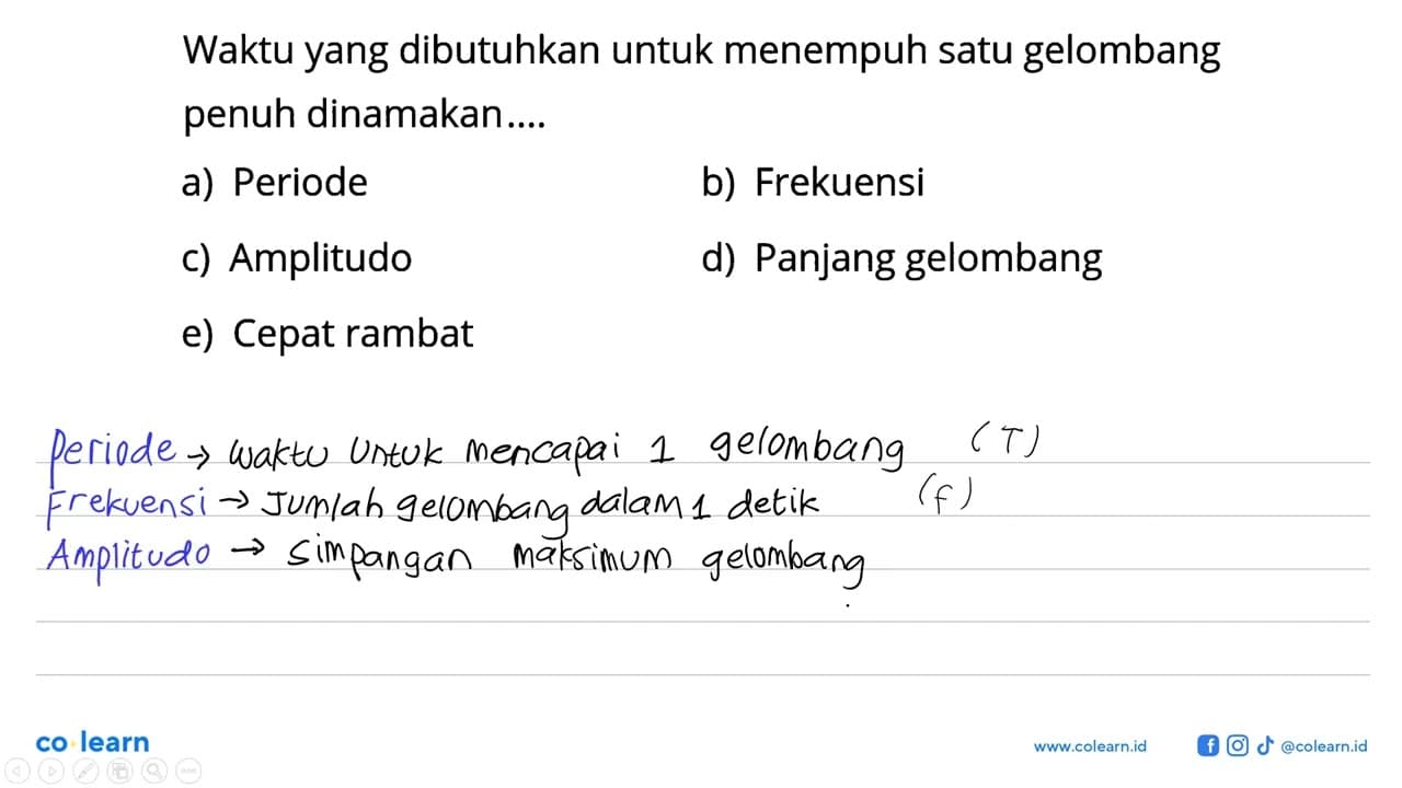 Waktu yang dibutuhkan untuk menempuh satu gelombang penuh