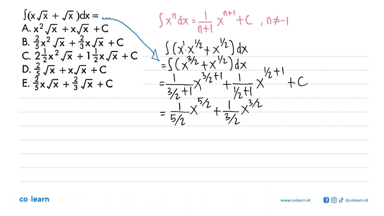 integral (x akar(x)+akar(x)) dx=....